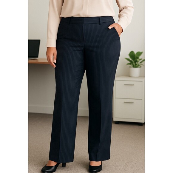 Lane Bryant Pants Womens Plus Sz 18 Pinstriped Career Straight Leg Stretch - Picture 1 of 9